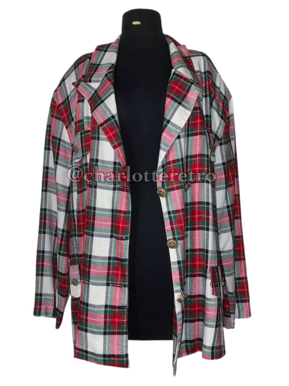 80s vtg NONA FASHION Double Breasted Plaid Blazer • USA